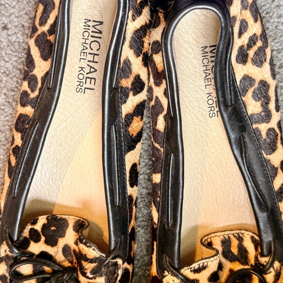 Michael Kors Fulton Leopard Print Flats Calf Hair Driving Loafers - Picture 8 of 9